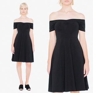 American Apparel Black Off-Shoulder Midi Dress